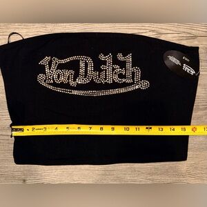 Von Dutch Black Tube Top with Sparkling Logo